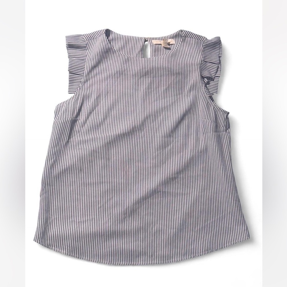 Monteau Blue and White Striped Top